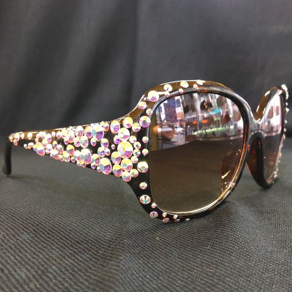 Iridescent AB Crystal Sunglasses Bling Glasses